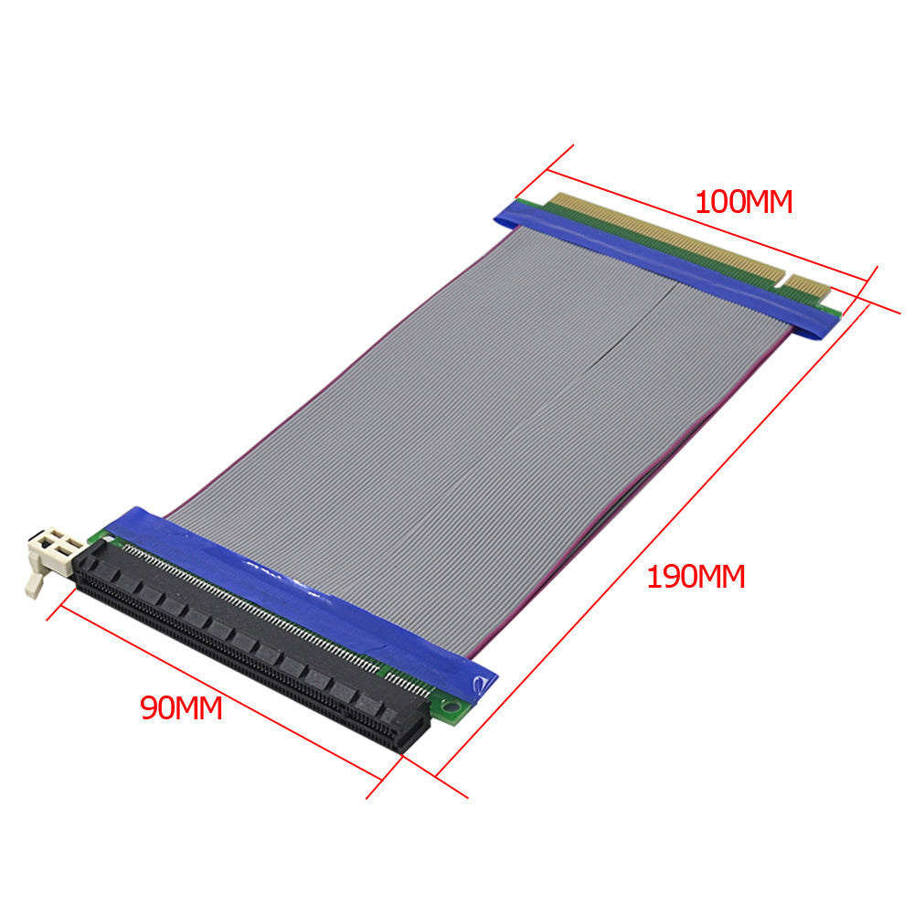 HKM-855571 PCI-E 16X to 16X Riser Card Extension Cable Male-to-Female Adapter, Plastic/Metal, Silver, 90x100x190mm
