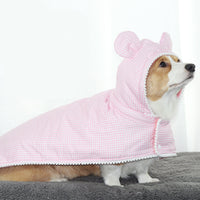 HKM-855891 Cozy Cotton Plaid Dog Cloak - Stylish Pet Cover Quilt in Pink and Blue