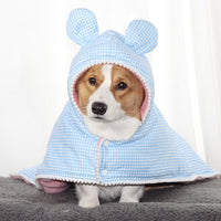 HKM-855891 Cozy Cotton Plaid Dog Cloak - Stylish Pet Cover Quilt in Pink and Blue
