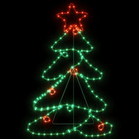 HKM-856019 LED Silhouette Christmas Tree Decoration with 144 Multicolor Lights, Weatherproof PVC and Steel Frame, 88x56 cm