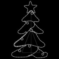 HKM-856019 LED Silhouette Christmas Tree Decoration with 144 Multicolor Lights, Weatherproof PVC and Steel Frame, 88x56 cm