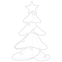 HKM-856019 LED Silhouette Christmas Tree Decoration with 144 Multicolor Lights, Weatherproof PVC and Steel Frame, 88x56 cm