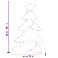 HKM-856019 LED Silhouette Christmas Tree Decoration with 144 Multicolor Lights, Weatherproof PVC and Steel Frame, 88x56 cm