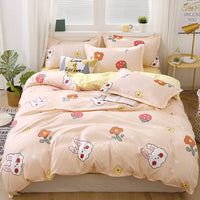 HKM-856211 Four-Piece Polyester Bedding Set with Quilt Cover for Apartment and Dorm Use
