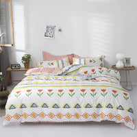 HKM-856211 Four-Piece Polyester Bedding Set with Quilt Cover for Apartment and Dorm Use