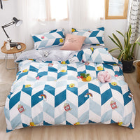 HKM-856211 Four-Piece Polyester Bedding Set with Quilt Cover for Apartment and Dorm Use