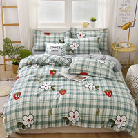 HKM-856211 Four-Piece Polyester Bedding Set with Quilt Cover for Apartment and Dorm Use