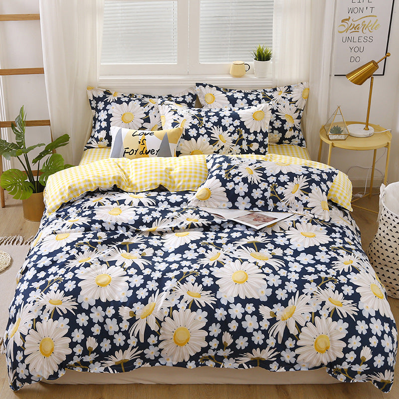 HKM-856211 Four-Piece Polyester Bedding Set with Quilt Cover for Apartment and Dorm Use