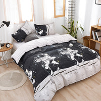 HKM-856211 Four-Piece Polyester Bedding Set with Quilt Cover for Apartment and Dorm Use