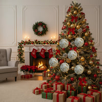 HKM-856339 Set of 6 Hand-Painted 3.9-Inch Christmas Glass Ball Ornaments for Holiday Tree Decor
