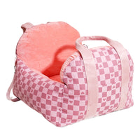 HKM-856403 Portable Dog Nest in Green and Pink Plaid Fabric for Small Pets