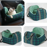 HKM-856403 Portable Dog Nest in Green and Pink Plaid Fabric for Small Pets