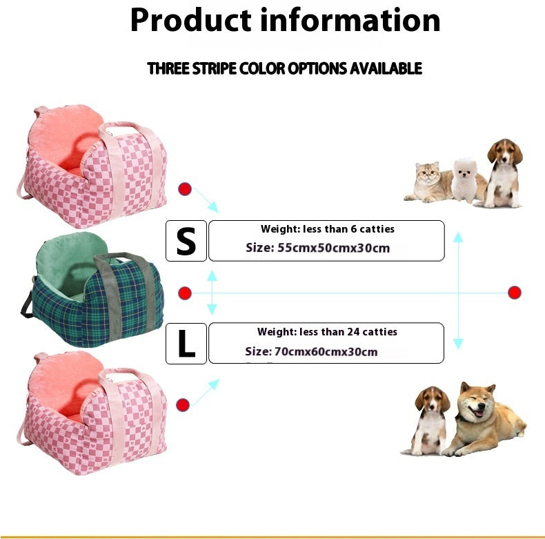 HKM-856403 Portable Dog Nest in Green and Pink Plaid Fabric for Small Pets