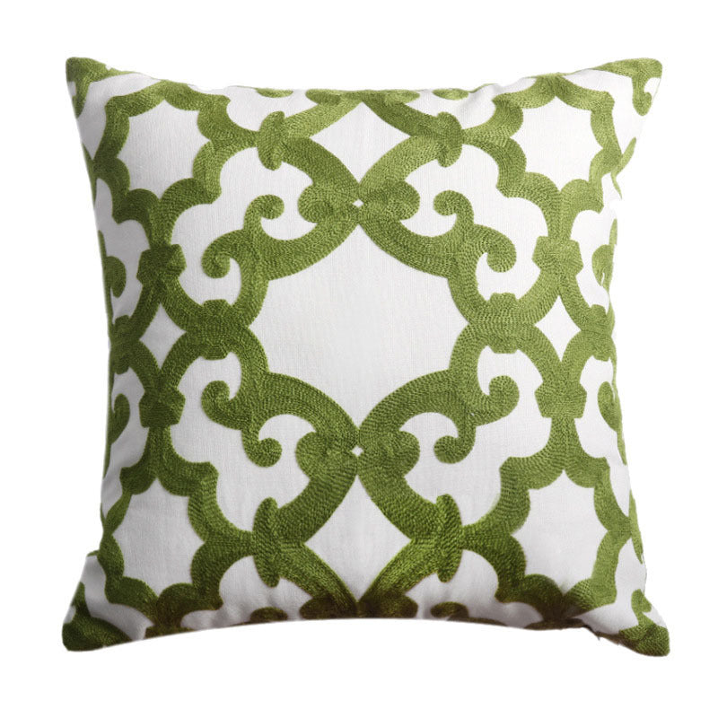 HKM-856595 Geometric Floral Cotton Throw Pillow Cover for Living Room – 45x45cm