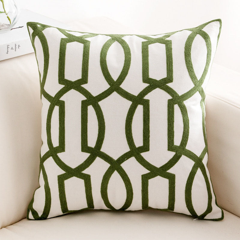 HKM-856595 Geometric Floral Cotton Throw Pillow Cover for Living Room – 45x45cm