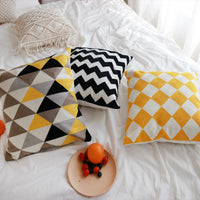 HKM-856595 Geometric Floral Cotton Throw Pillow Cover for Living Room – 45x45cm