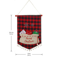 HKM-856659 Christmas Minimalist Ornament Wall Flag in Red and Black Plaid and Festive Designs