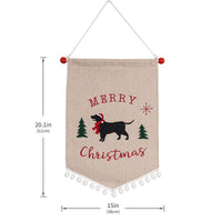 HKM-856659 Christmas Minimalist Ornament Wall Flag in Red and Black Plaid and Festive Designs