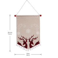 HKM-856659 Christmas Minimalist Ornament Wall Flag in Red and Black Plaid and Festive Designs