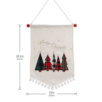 HKM-856659 Christmas Minimalist Ornament Wall Flag in Red and Black Plaid and Festive Designs