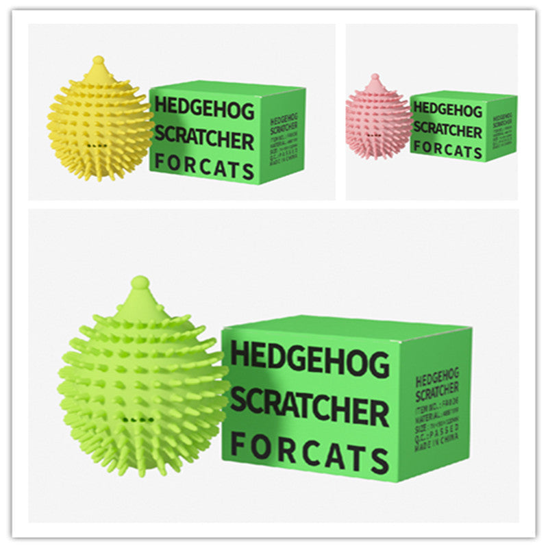 HKM-856723 Hedgehog Shaped Cat Massage Ball with Catnip - Interactive Plush Pet Toy for Playtime and Grooming