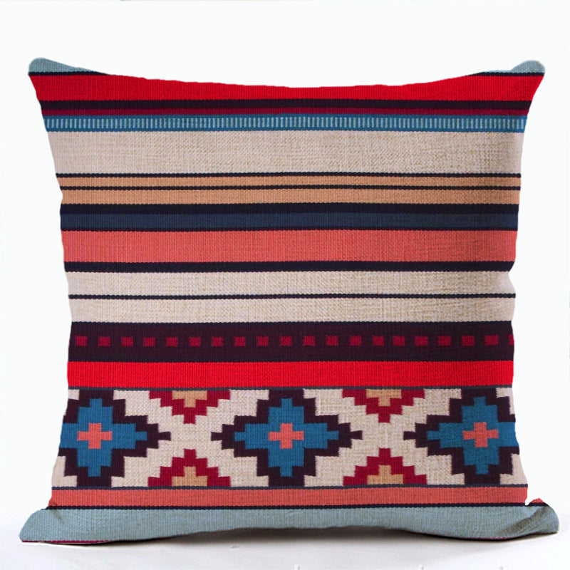 HKM-856915 Bohemian Ethnic Style Fashion Pillowcase - Peach Skin, Short Plush, Linen, 45x45cm
