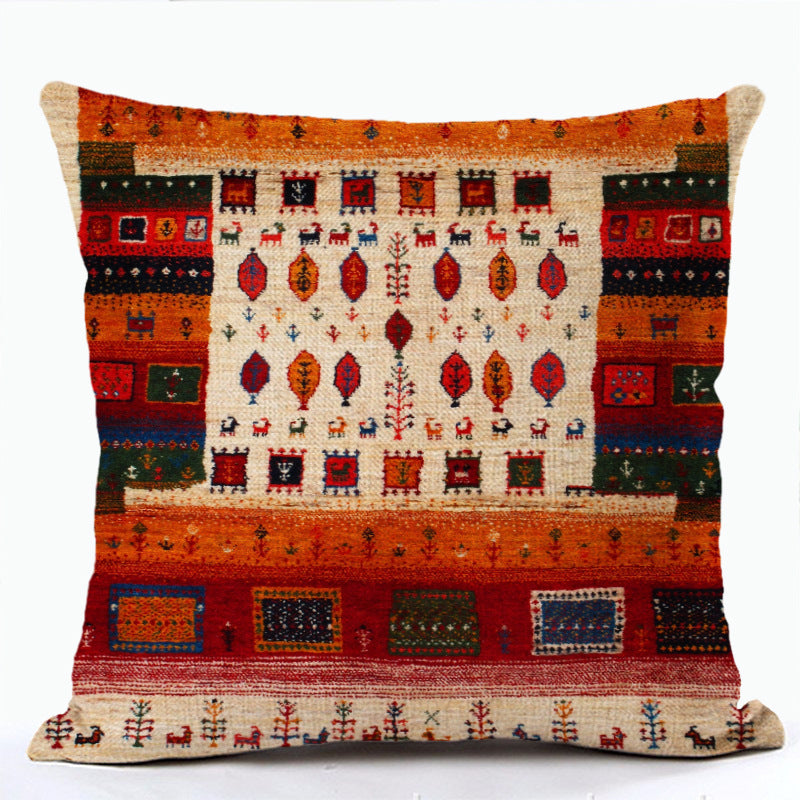 HKM-856915 Bohemian Ethnic Style Fashion Pillowcase - Peach Skin, Short Plush, Linen, 45x45cm