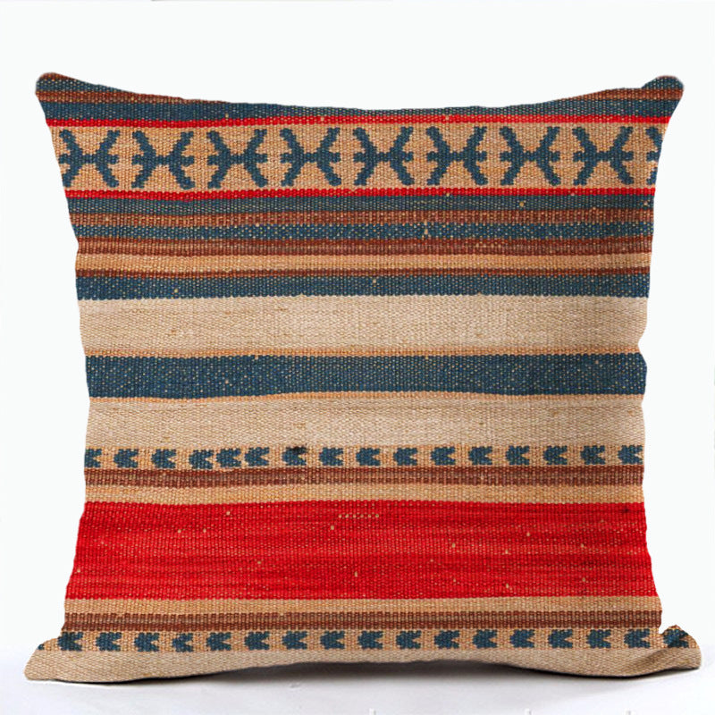 HKM-856915 Bohemian Ethnic Style Fashion Pillowcase - Peach Skin, Short Plush, Linen, 45x45cm