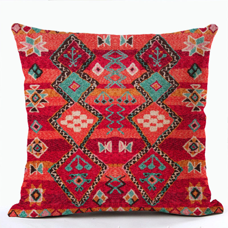 HKM-856915 Bohemian Ethnic Style Fashion Pillowcase - Peach Skin, Short Plush, Linen, 45x45cm