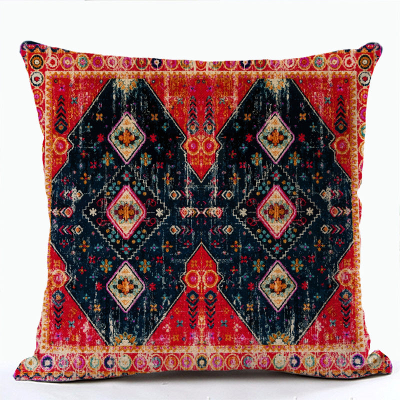 HKM-856915 Bohemian Ethnic Style Fashion Pillowcase - Peach Skin, Short Plush, Linen, 45x45cm