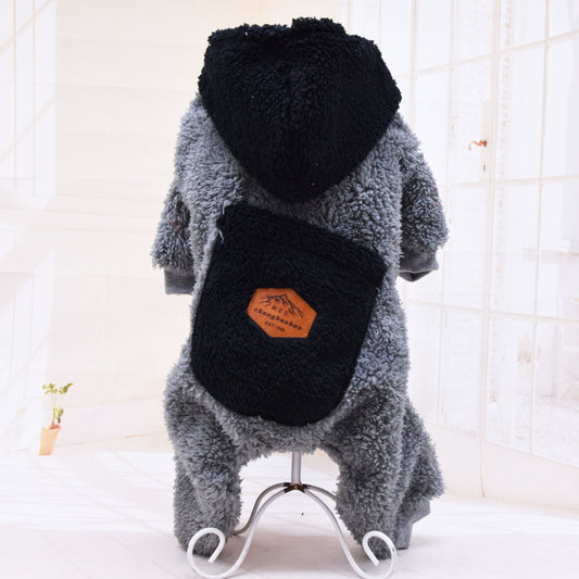 HKM-856979 Cozy Velvet Casual Dog and Cat Apparel - Four-Legged Clothing in Black and Gray