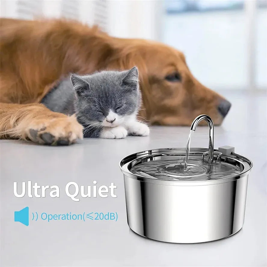 KTX-856979 Stainless Steel 3.2L Pet Water Fountain for Cats and Small Dogs
