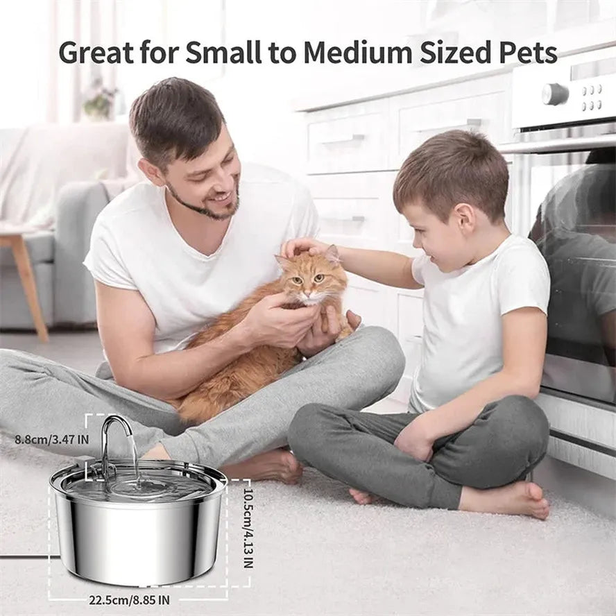KTX-856979 Stainless Steel 3.2L Pet Water Fountain for Cats and Small Dogs