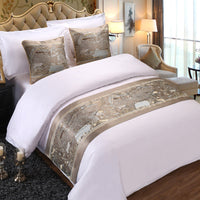 HKM-857363 Elegant Hotel Bed Runner with Pillow Cover - Chinese Classical Patterns in Multiple Colors and Designs