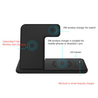 HKM-857555 4-in-1 Wireless Charging Station for iPhone, Apple Watch, and AirPods - Fast Charging Stand with Type-C Cable
