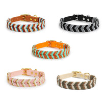HKM-857555 Plaid Dog Collar with Metal Buckle in Various Colors and Sizes