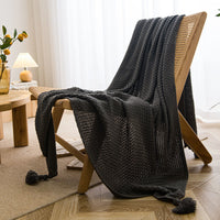 HKM-857683 Cozy Handmade Tassel Velvet Blankets for Office and Leisure Time