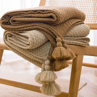 HKM-857683 Cozy Handmade Tassel Velvet Blankets for Office and Leisure Time