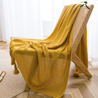 HKM-857683 Cozy Handmade Tassel Velvet Blankets for Office and Leisure Time