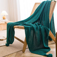 HKM-857683 Cozy Handmade Tassel Velvet Blankets for Office and Leisure Time