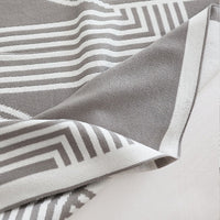 HKM-857683 Khaki and Light Gray Geometric Knitted Blanket, 130x180 cm