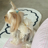 HKM-857875 Fashionable Milk White Dog Leash with Bow Tie Chest Strap - Adjustable Sizes, Polyester Material for Comfort