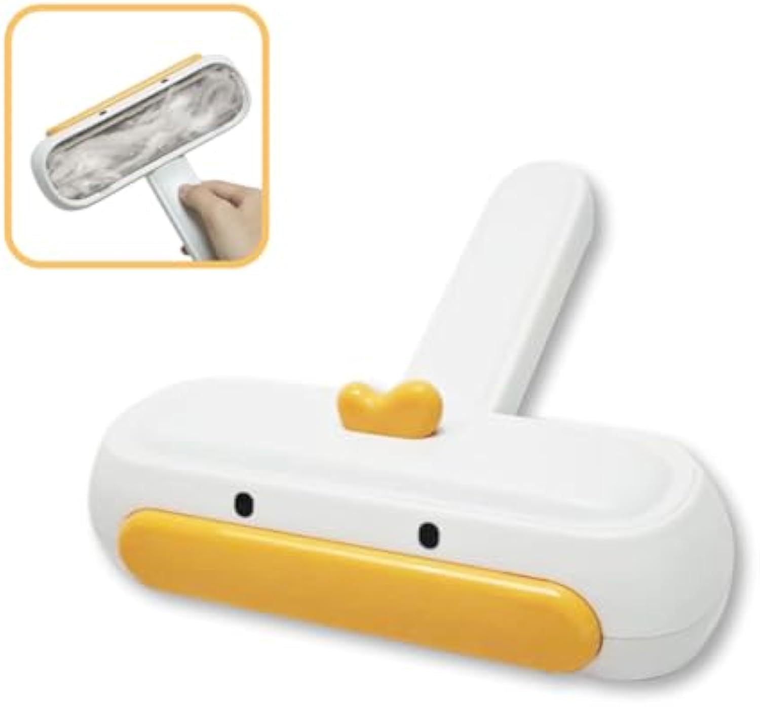 HKM-858195 Portable Reusable Pet Hair Remover with Cute Duck Design for Efficient Fur Removal from Furniture, Clothing, and Car Seats
