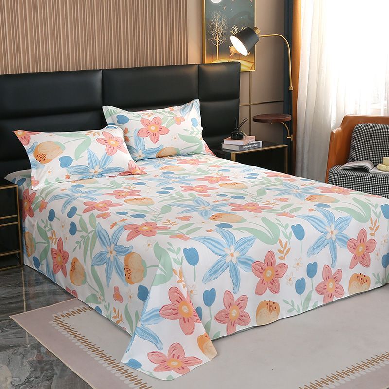 KTX-858323 Comfortable Skin-Friendly Polyester Bed Sheet with Pillowcases Available in Multiple Sizes