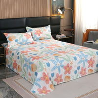 HKM-858323 Comfortable Skin-Friendly Polyester Bed Sheet with Pillowcases Available in Multiple Sizes