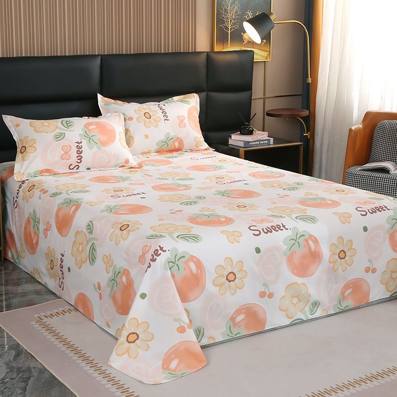 KTX-858323 Comfortable Skin-Friendly Polyester Bed Sheet with Pillowcases Available in Multiple Sizes