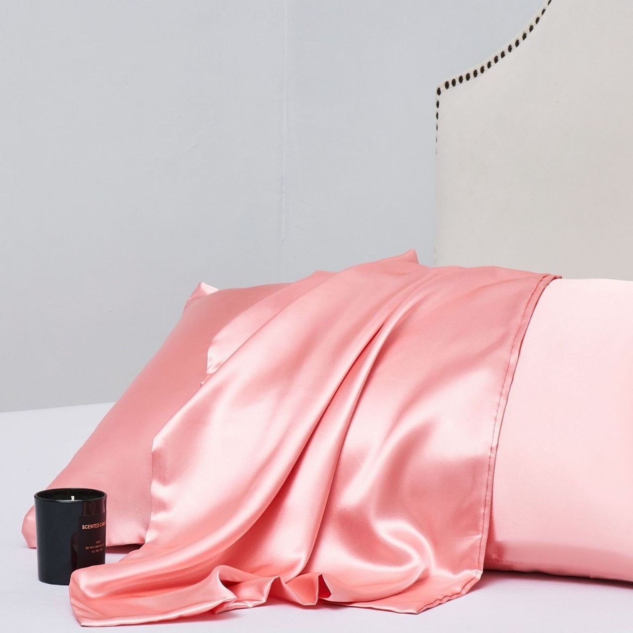 KTX-858323 Solid Color Satin Cloth Pillowcase Set, Soft Polyester Fiber, Plain Weave Design