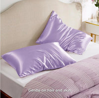 HKM-858323 Solid Color Satin Cloth Pillowcase Set, Soft Polyester Fiber, Plain Weave Design