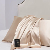HKM-858323 Solid Color Satin Cloth Pillowcase Set, Soft Polyester Fiber, Plain Weave Design
