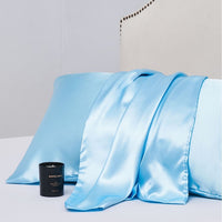 HKM-858323 Solid Color Satin Cloth Pillowcase Set, Soft Polyester Fiber, Plain Weave Design